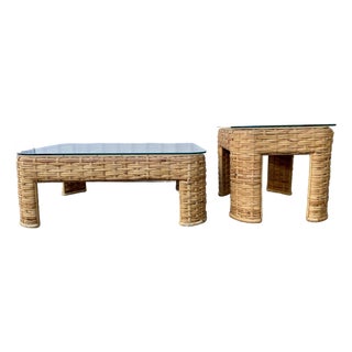 1970s Set of Coffee Table and Sides Tables Ralph Lauren Style . For Sale