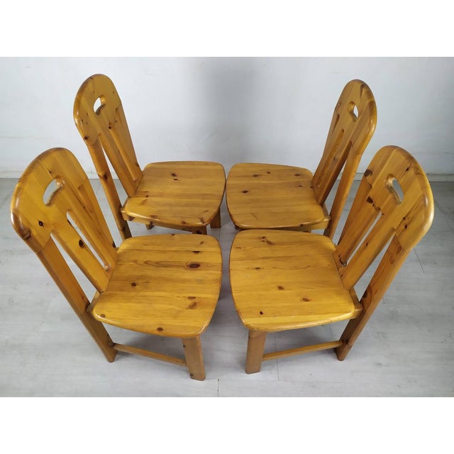 Wood Brutalist Pine Dining Chairs, Set of 4 For Sale - Image 7 of 18