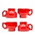 Red ceramic mugs, group of 4. This vibrant and rare set of fire-engine red, high-gloss ceramic mugs brings a bold pop of...