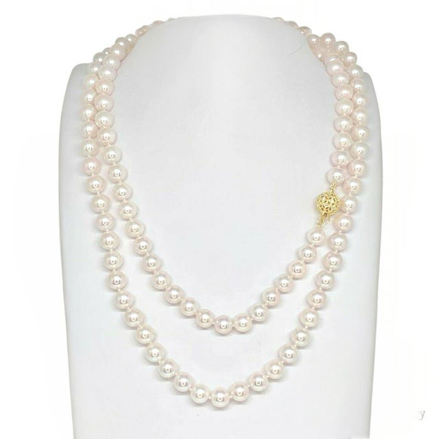Fine Quality Akoya Pearl Diamond 36 inch Necklace 14k Gold 8 mm Certified $9,750 010930 This is a Unique Custom Made...