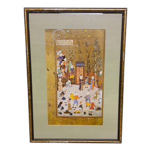 1920s Antique Persian Miniature Painting – Framed & Gilded