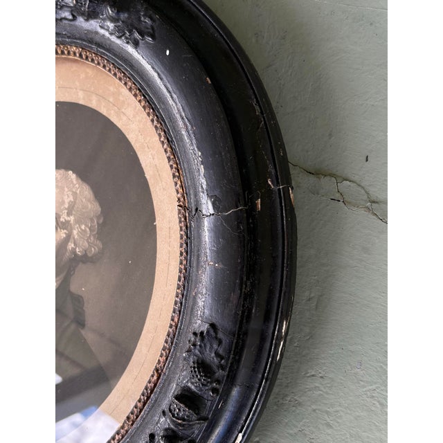 Black Antique Oval Portrait Prints of George Washington & Martha Washington — Pair, Early 19th Century, Black Ebonized Frames For Sale - Image 8 of 12