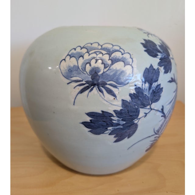 A Large Antique Chinese Celadon Blue and White Peafowl Ginger Jar For Sale - Image 4 of 8