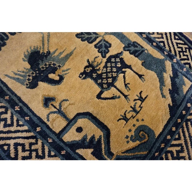 1920s Beige Animals Pictorial Antique Chinese BaoTou Rug 2'2'' X 4'3" Knotted Wool Carpet For Sale In New York - Image 6 of 12