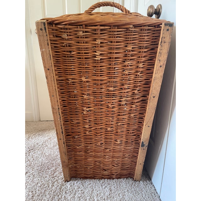 Brown Vintage Large Wicker Storage Trunk For Sale - Image 8 of 10