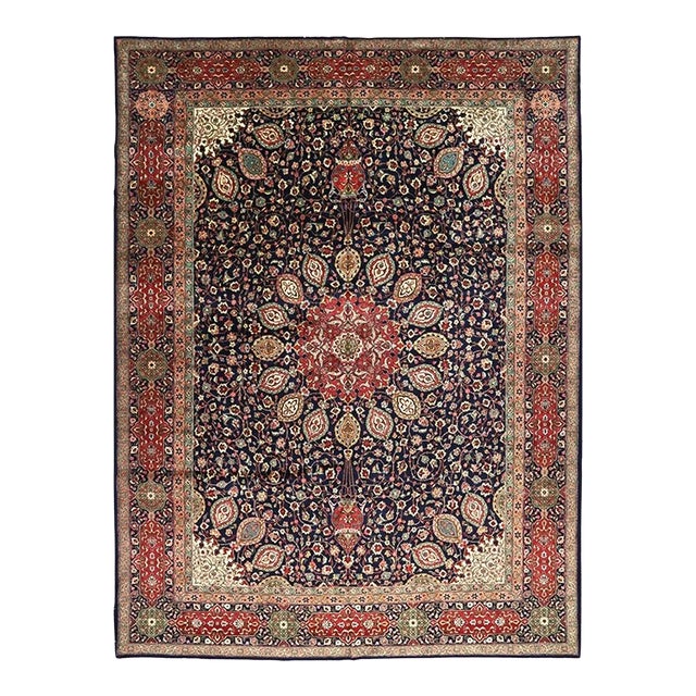 1960s Old Persian Tabriz Masterpiece Rug 10x 13 For Sale