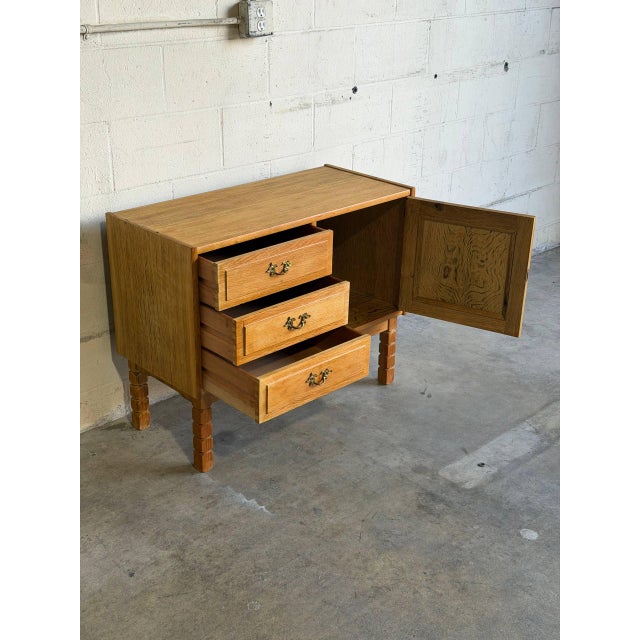 In Style of Henning Kjærnulf Solid Oak Three-Drawer Sideboard Danish Mid-Century Modern 1970s For Sale In Los Angeles - Image 6 of 9