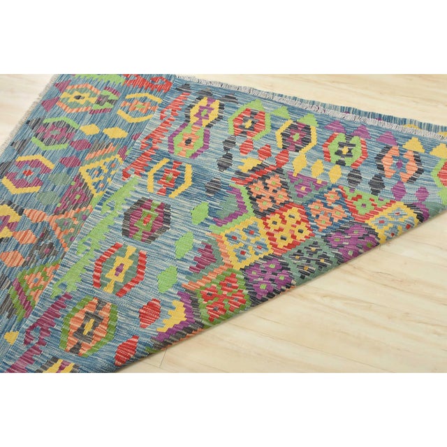 Kilim Multicolor Wool Tribal Handwoven Rug 5'1'' X 6'5'' For Sale - Image 11 of 12