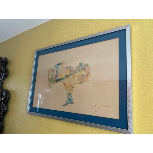 1980s 1980s Original Framed Abstract Art by Israeli Singer Boaz Sharabi For Sale - Image 5 of 10