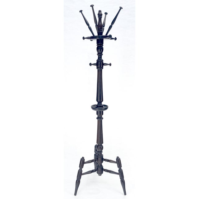 Black Very Fine Turned Mahogany Wood Center Floor Coat Rack Victorian MINT For Sale - Image 8 of 10