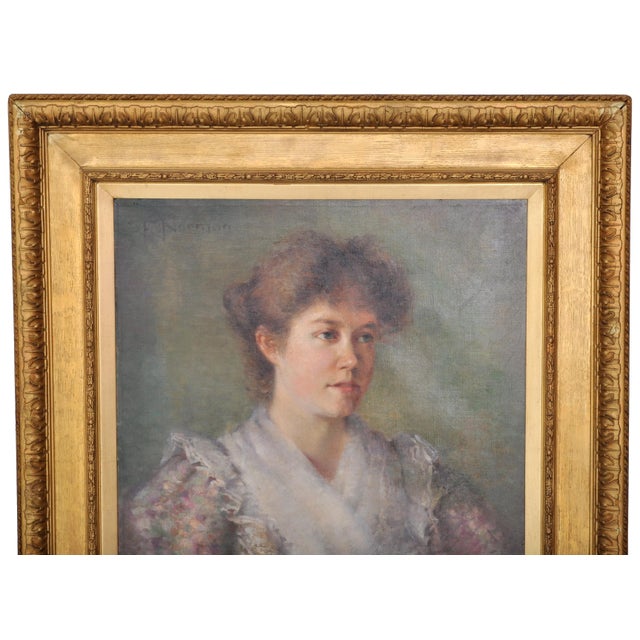 Antique 19th Century American Impressionist Female Portrait Painting, circa 1890 For Sale In Portland, OR - Image 6 of 11
