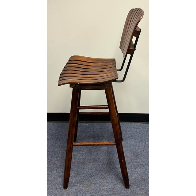 Wood Arthur Umanoff Mid Century Swivel Bar Stools - A Pair For Sale - Image 7 of 12