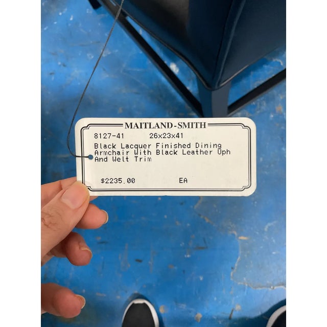 Maitland-Smith Transitional Black Leather Dining Chairs Set of 4 For Sale In Atlanta - Image 6 of 6