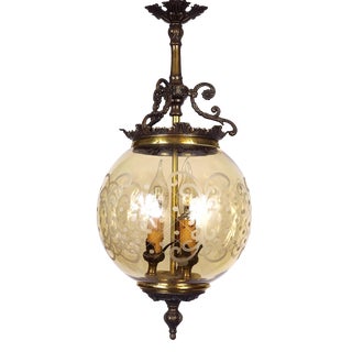 Messing Glass Pendant, 1950s For Sale