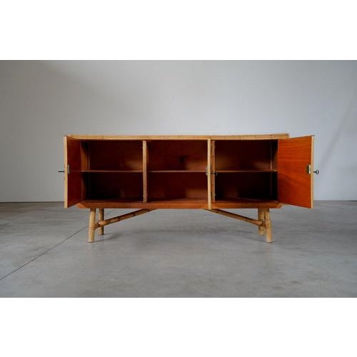 French Bamboo Sideboard with Wrought Iron Details, 1950s For Sale - Image 6 of 15