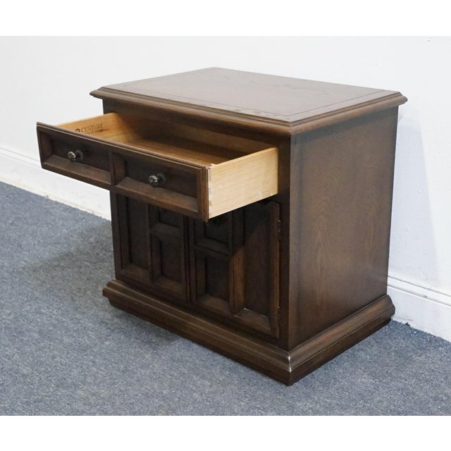 Wood Century Furniture Solid Oak Spanish Mediterranean 26" Cabinet Nightstand For Sale - Image 7 of 13