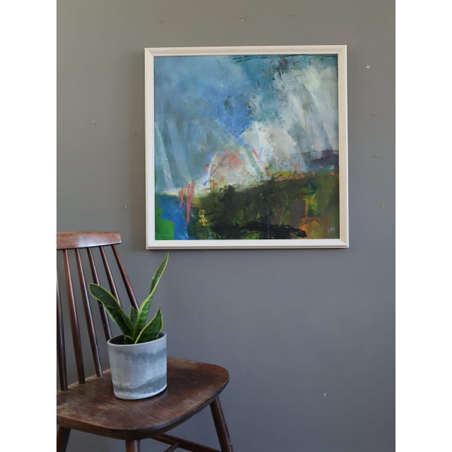 Abstract Contemporary 'Coastal Path' Original Abstract Landscape Oil Painting by British Artist Ian Mood, Framed For Sale - Image 3 of 12