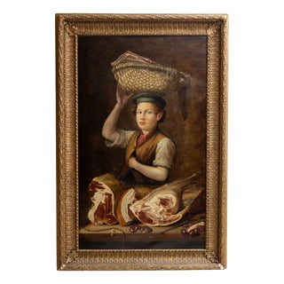 Butchers Apprentice, 1800s, Oil on Canvas For Sale