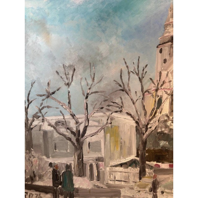 Blue Winter Parish Church, 1978, Oil Painting on Canvas For Sale - Image 8 of 13