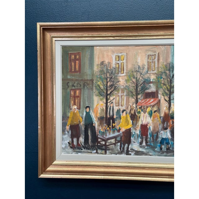 Mid-Century Modern Arne Wallsten, Market Scene, 1960s, Oil Painting on Canvas, Framed For Sale - Image 3 of 18