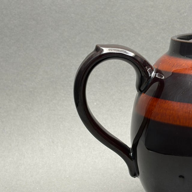 Mid 20th Century Vintage Globe Pottery Brown Striped Teapot Made in England For Sale - Image 5 of 9