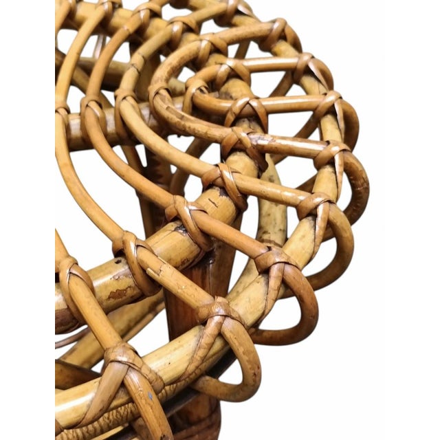 1960s Bamboo and Rattan Circular Stool attributed to Franco Albini, Italy, 1960s For Sale - Image 5 of 8