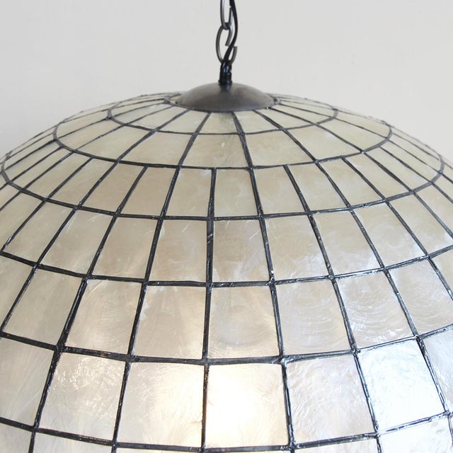 Contemporary Capiz Shell Globe Coastal Contemporary Pendant Light 30" For Sale - Image 3 of 8