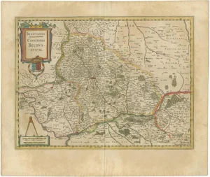 Antique Map of the Region of Beauvais by Hondius, 1630