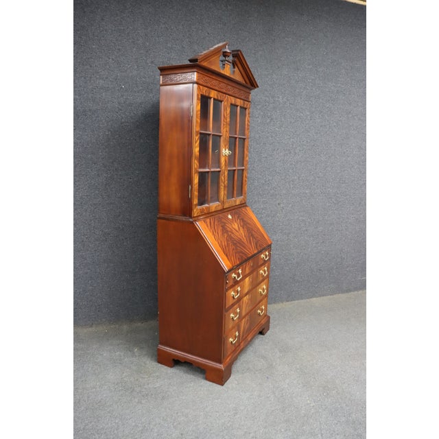 Wood Council Craftsmen Mahogany Secretary Bookcase With Glass Doors & Drop Front Desk For Sale - Image 7 of 14
