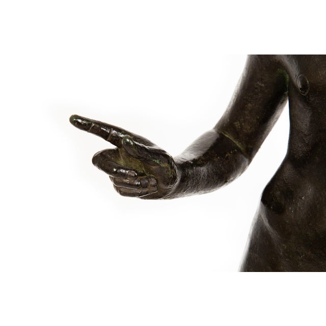 Brown Fine Italian Grand Tour Antique Bronze Sculpture of “Narcissus” After Antiquity For Sale - Image 8 of 18