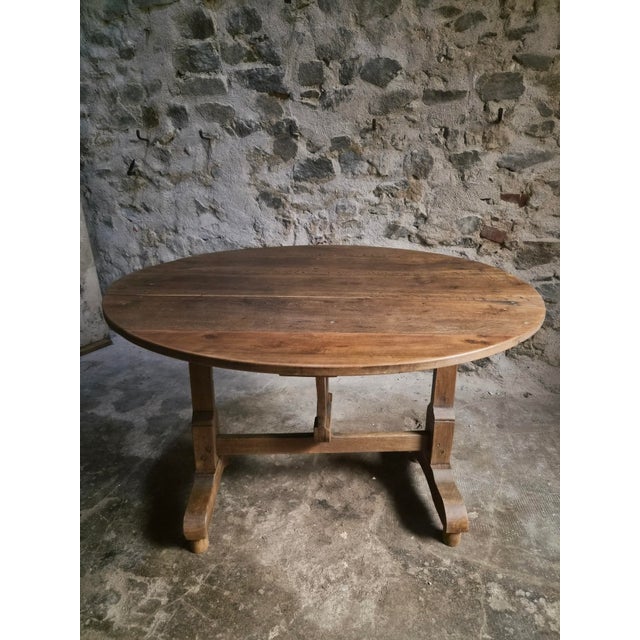 Brown Antique Oak Wine Table, Burgundy, France, 1830 For Sale - Image 8 of 18