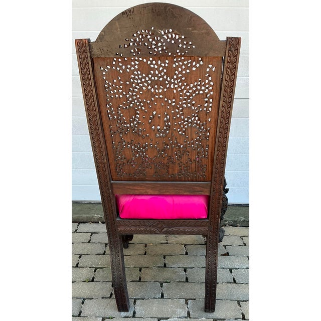 Late 19th Century Antique Anglo-Indian Carved Teak Side Chair For Sale - Image 5 of 12
