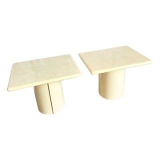 Postmodern Faux Marble Top Side Tables - A Pair For Sale