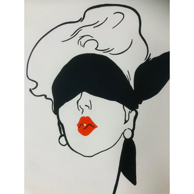 Original Vintage Le Rouge Baiser Offset Lithograph Poster Linen Backed on Canvas by René Gruau, 1970s For Sale - Image 8 of 18