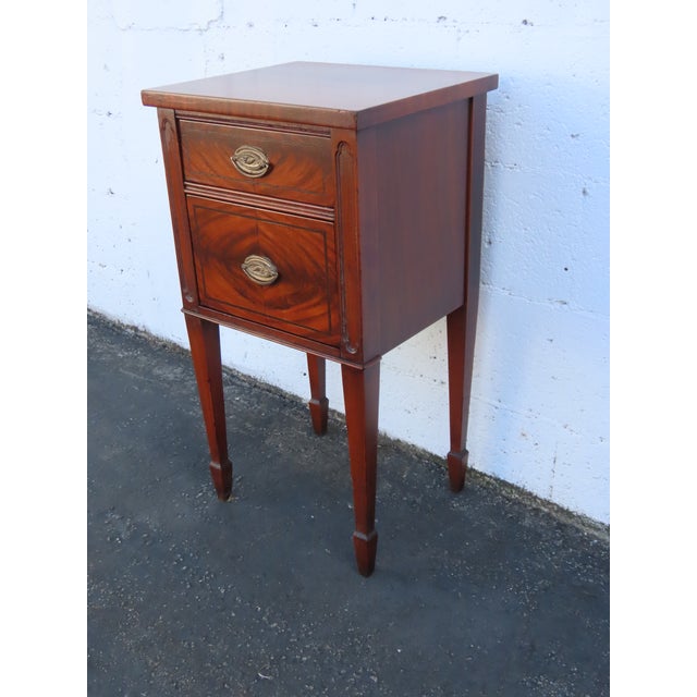 Early 1900s Flame Mahogany Inlay Nightstand Bedside Side End Table 6921 For Sale - Image 15 of 15