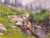 Spring by Judd Mercer | Gouache Landscape with rocks and greenery in a spring setting For Sale