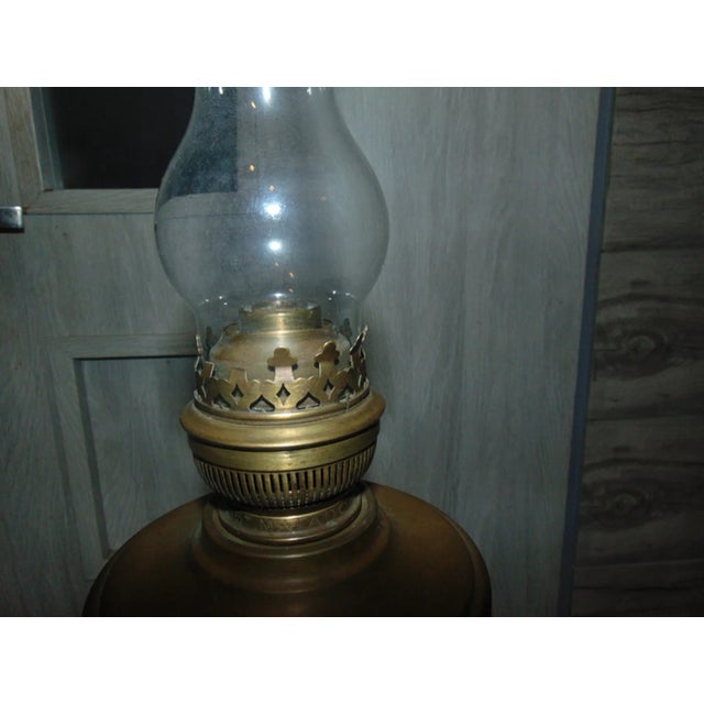 Antique Art Nouveau Brass Oil Table Lamp For Sale - Image 3 of 8