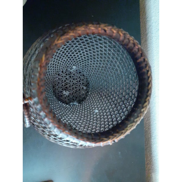 1970s Handmade Decorative Rattan Vase With Holders For Sale - Image 4 of 6