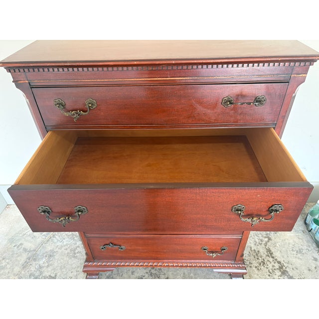 Drexel Vintage Drexel “Wentworth House Group” Mahogany 5-Drawer Highboy Chest, Model No. 2130-2 - Circa 1940s For Sale - Image 4 of 8