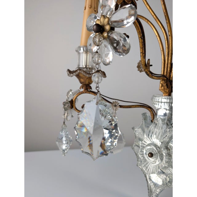 Large Italian Wall Light in Carved Crystal from Maison Baguès, 1950s For Sale - Image 6 of 10