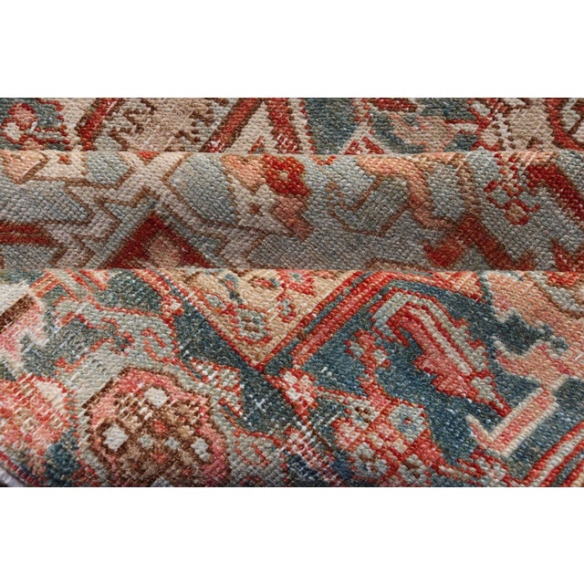 Early 20th Century Antique Heriz Rug With All-Over Medallion Design in Red, Blue, Pink, Tan & Brown For Sale - Image 11 of 13