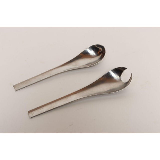 1960s 1960s Danish Modernist "Blue Shark" Salad Servers by Svend Siune for Georg Jensen - 2 pc For Sale - Image 5 of 18