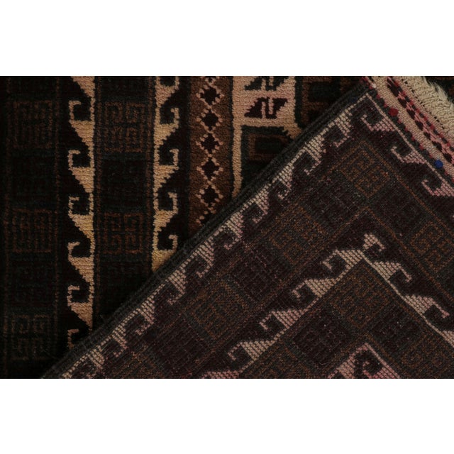 Textile Afghan Baluch Tribal Rug With Beige-Brown and Blue Geometric Patterns For Sale - Image 7 of 7