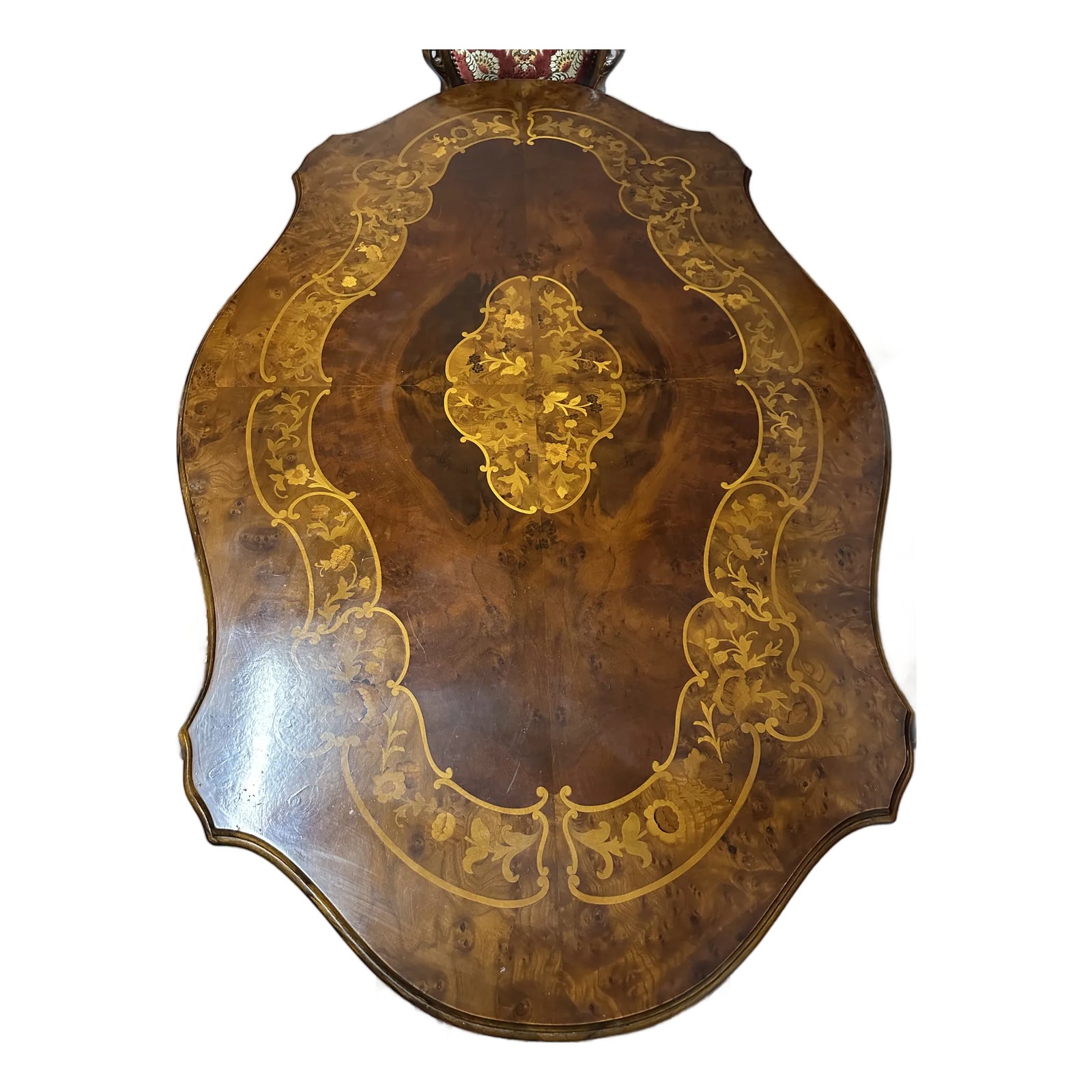 Antique Rococo Revival Oval Pedestal Dining Table With Floral Marquetry ...