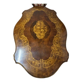 Antique Rococo Revival Oval Pedestal Dining Table With Floral Marquetry Inlay For Sale