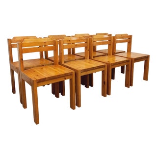 Vintage Scandinavian Pine Chairs by Ilmari Tapiovaara for Asko, 1970s, Set of 8 For Sale