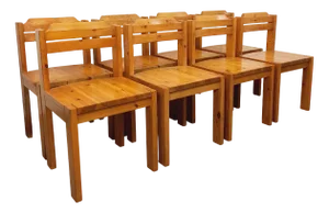 Vintage Scandinavian Pine Chairs by Ilmari Tapiovaara for Asko, 1970s, Set of 8