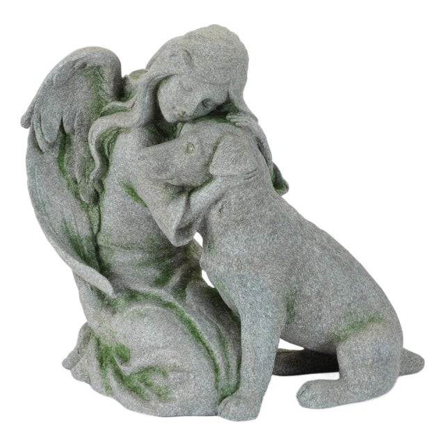 Angel with Dog Statue (Set of 2) For Sale