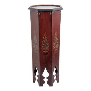 Moroccan Moorish Pedestal Octagonal Red Table 1960s