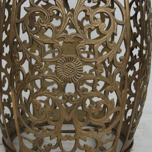 1960s Vintage Brass Fretwork Stool For Sale - Image 5 of 7